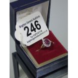 9CT 375 GOLD, DIAMOND & RUBY RING