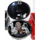 METAL HAT BOX & ASSORTED METAL ITEMS