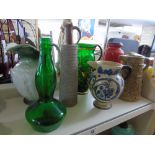 7 LARGE VASES, GLASS & CERAMIC