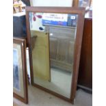 LARGE BEVELLED GLASS MIRROR IN WOODEN FRAME