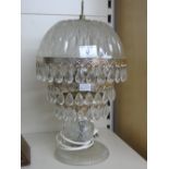 TABLE LAMP WITH GLASS BASE, SHADE & DROPS