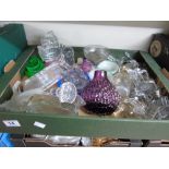 BOX OF GLASS WARE INCLUDING CANDLESTICKS & PAPERWEIGHTS