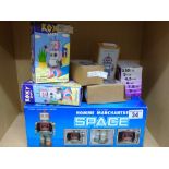 8 X TIN PLATE BOXED ROBOT TOYS & POWER SUPPLY PLUG