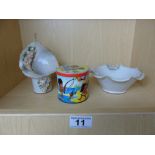 2 KEGWORTH POTTERY ITEMS & BLUE BIRD TOFFEE TIN