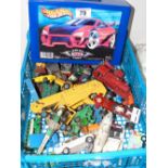 BOX OF VEHICLES INCLUDING, LESNEY, CORGI & HOT WHEELS