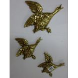 3 BRASS FLYING DUCKS