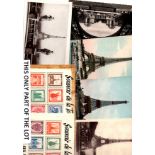 Eiffel Tower, 40+ postcards, postmarks early and modern, some with cinderellas plus two cards of