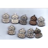 WW2 ARP badges (9), pin or lapel fitting, all hallmarked silver Reserve: £18