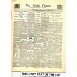 1926 General Strike, set of 8 British Gazette Newspapers flown London- Birmingham as railways shut
