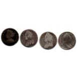 Shillings 1711 fair EK; 1745 Lima fair; 1750 GF; William 3rd date indistinct Reserve: £32