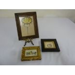 Three early coloured botanical drawings in original frames one with a brass miniature easel