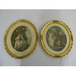 A pair of early oval gilt framed prints depicting The Duchess of Devonshire and Viscountess