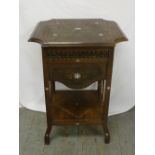 Oriental wooden side table with bone inlays on four scroll legs