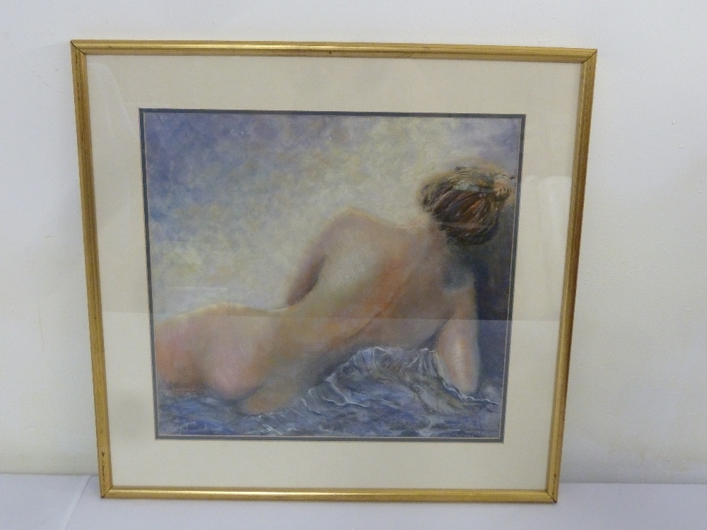 Sally Hyam framed pastel of a female nude - 41.5 x 44.5cm