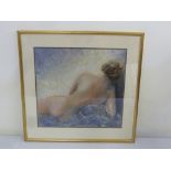 Sally Hyam framed pastel of a female nude - 41.5 x 44.5cm