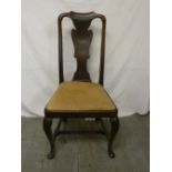 A late 19th century mahogany dining chair