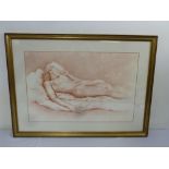 Wyatt a framed print of a reclining nude -  49 x 75cm