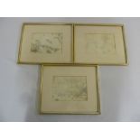 Leonard Bennetts three pencil sketches, signed and dated - 14 x 19cm each