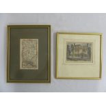 A framed early map of London, 17 x 10cm and a print of the Spaniards Hampstead Heath,11.5 x 15cm