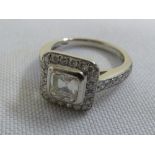 Platinum and diamond ring, centre stone approx 0.70ct Asscher cut