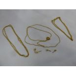 A quantity of gold jewellery to include chains and earrings, tested 18ct, approx 7.9g (7)