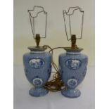 Pair of blue and white porcelain vase form table lamps