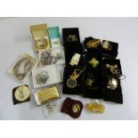 Quantity of costume jewellery to include necklaces, brooches and watches