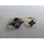 Two sapphire and diamond rings, approx total weight 4.9g