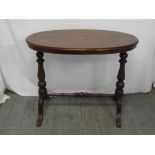 Victorian oval mahogany side table with fruitwood inlay
