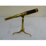 Victorian style four draw telescope on brass tripod stand