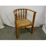 Arts and Crafts Blond oak occasional chair with upholstered seat
