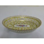 Dresden oval lattice fruit bowl, marks to the base