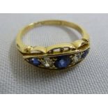 18ct gold, diamond and sapphire five stone ring