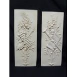 Pair of classical style composition relief wall plaques, 68.5 x 27cm