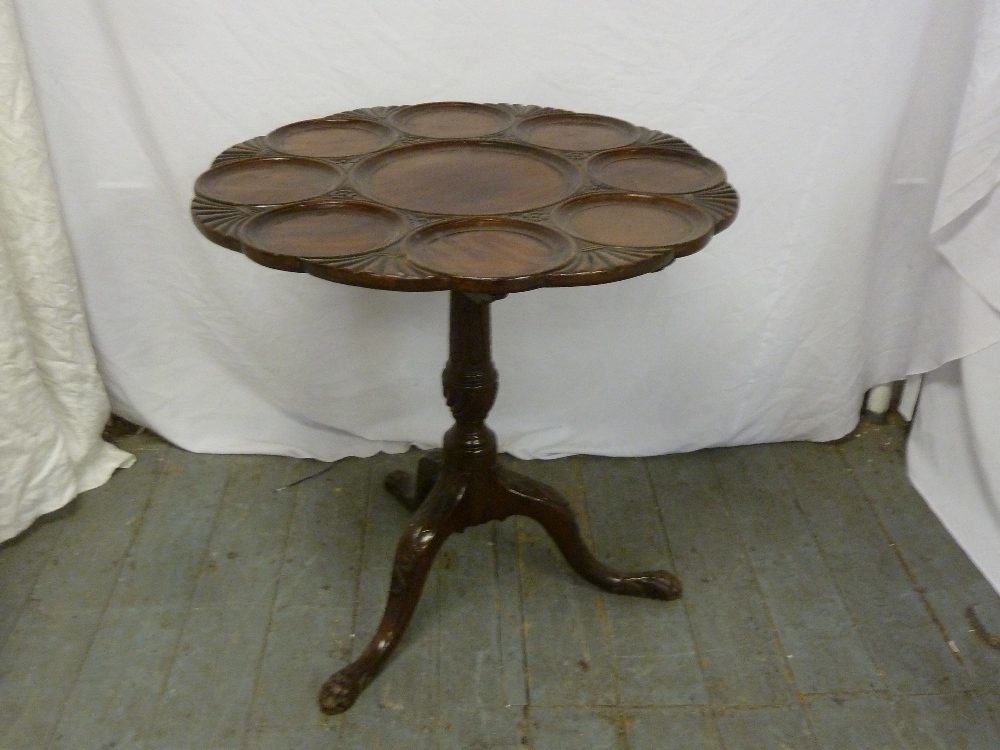 Victorian mahogany tilt top tea table on triform base