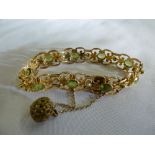 15ct gold seed pearl and tourmaline bracelet, approx total weight 23.1g
