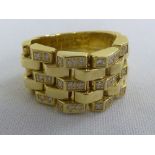 18ct yellow gold articulated ring set with diamonds, approx total weight 14.5g