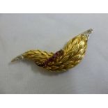 18ct gold flower brooch set with diamonds and rubies, approx total weight 23.1g