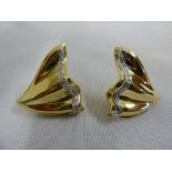 Pair of 14ct gold and diamond earrings, approx 11.4g
