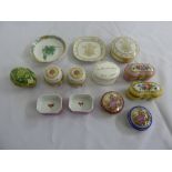 A quantity of porcelain miniature dishes and trinket boxes to include Limoges  (13)