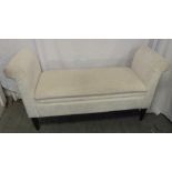 Upholstered boudoir hinged window seat on four tapering legs