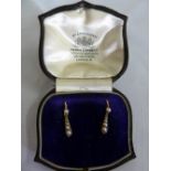 Pair of Victorian gold and seed pearl earrings