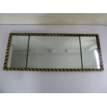 Rectangular wall hanging hall mirror with rope twist border