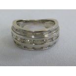 18ct white gold and diamond ring, set with baguettes and oval diamonds, approx total weight 9.3g