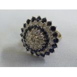 18ct gold, diamond and sapphire dress ring, approx 8.8g