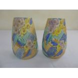 Pair of Beswick Art Deco vases decorated with flowers and leaves