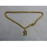 18ct gold necklace and 14ct gold pendant, approx total weight 9.4g
