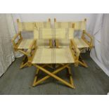 Three directors style wooden framed conservatory chairs
