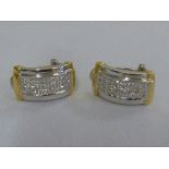 A pair of 14ct white and yellow gold diamond earrings approx 7.8g
