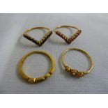 Four 9ct gold rings, approx 6.7g
